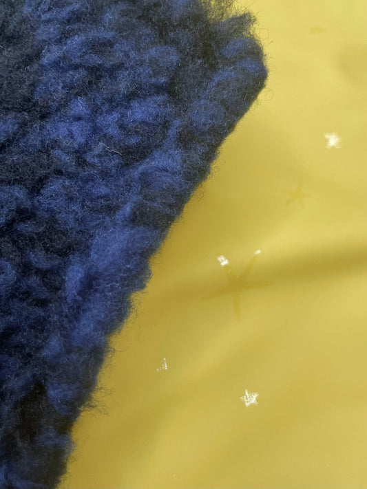 Rain Mac - Yellow Starfish & Blue Sherpa Lining
