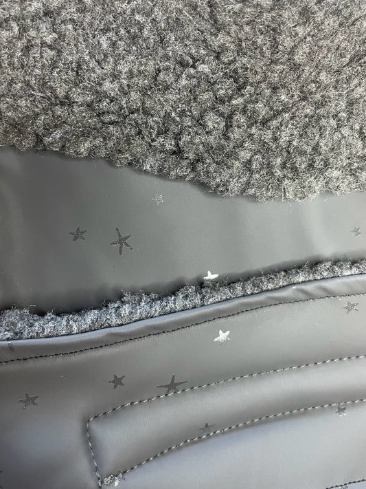 Rain Mac - Black Starfish & Charcoal Sherpa Lining