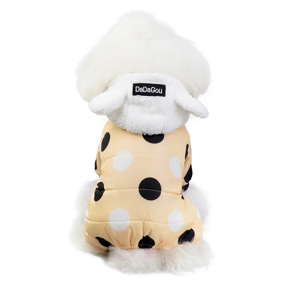 Winter Dog Hoodie Coat with Big Polka Dots