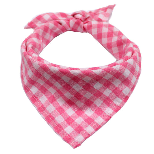 Plaid Cotton Triangle Scarf for Dogs and Cats