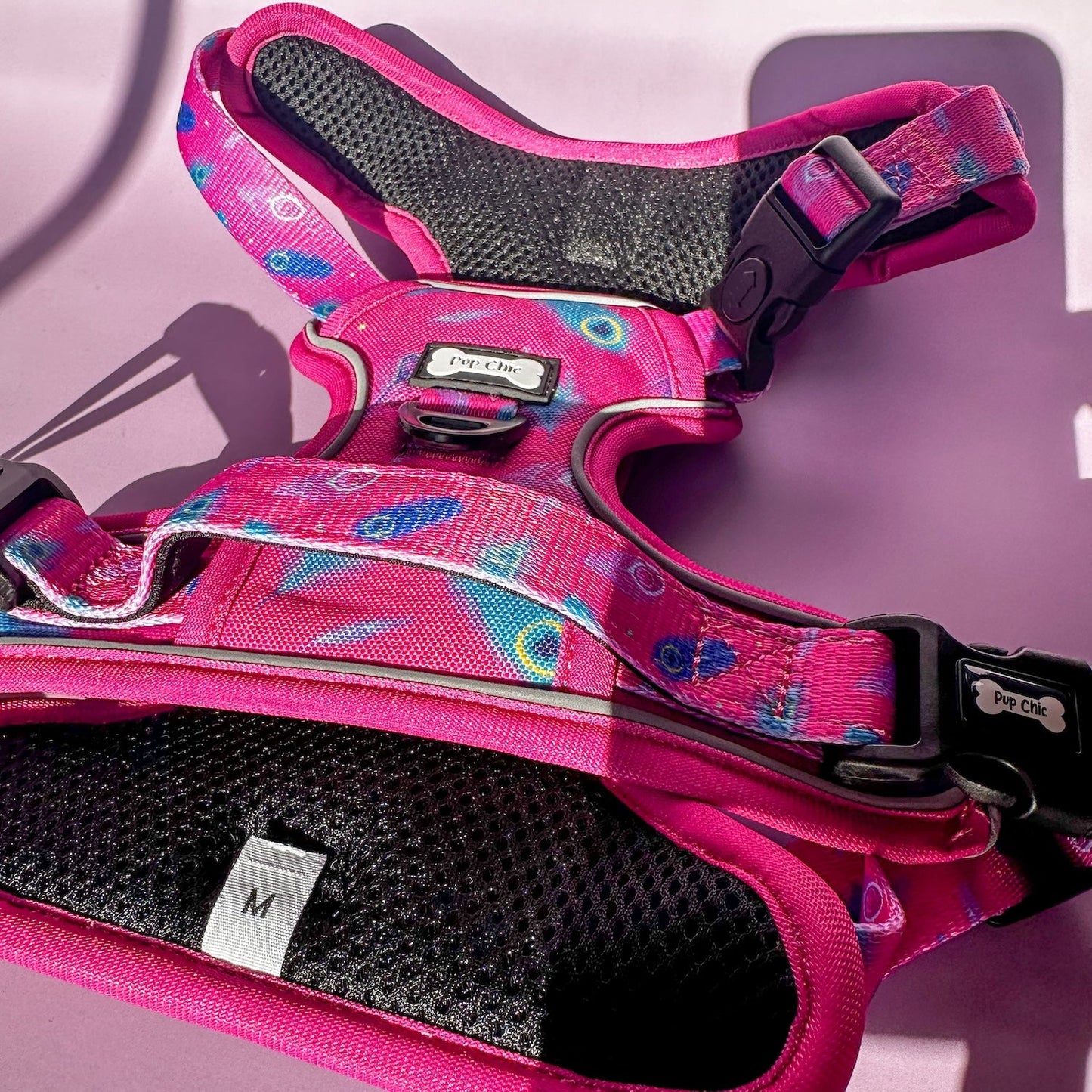 Peacock Power No Pull Tactical Dog Harness β Pink Peacock Feather Print, Adjustable, Step-In (Small-XL)
