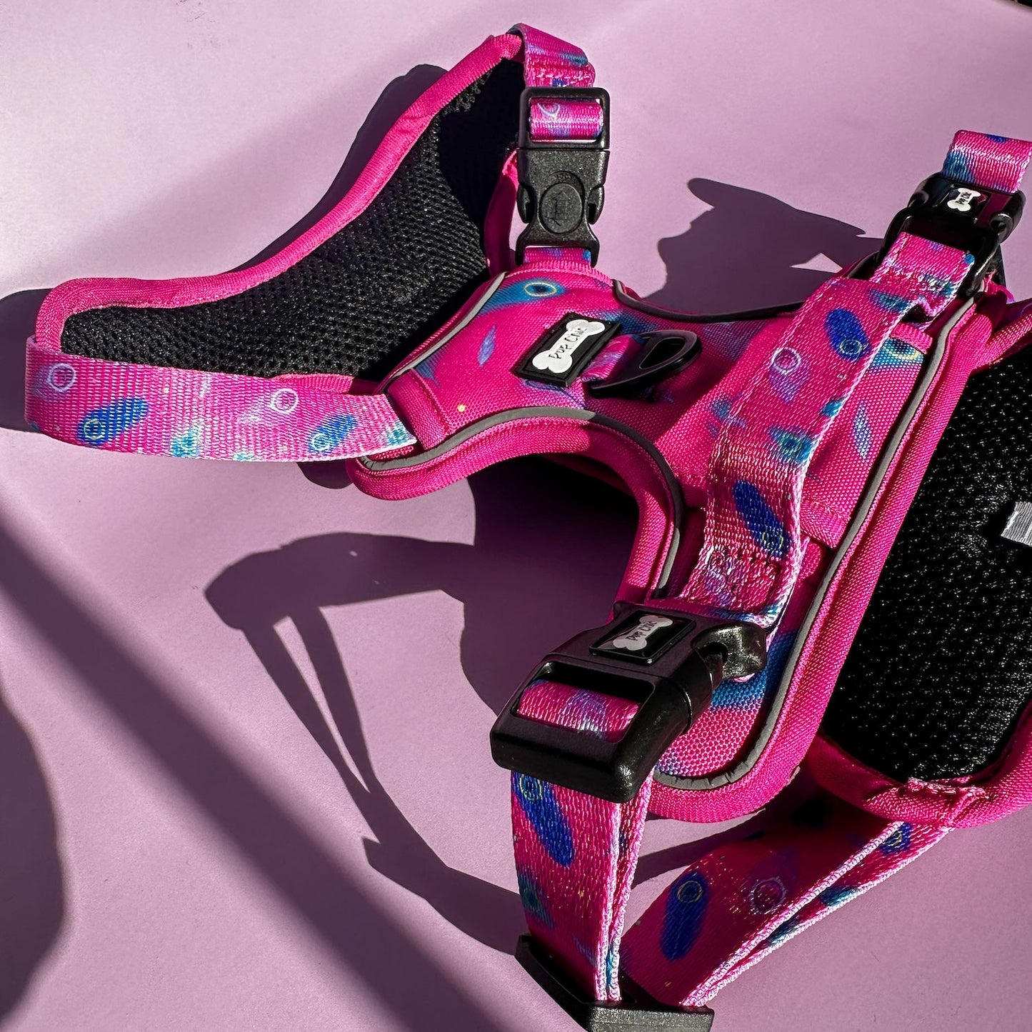 Peacock Power No Pull Tactical Dog Harness β Pink Peacock Feather Print, Adjustable, Step-In (Small-XL)