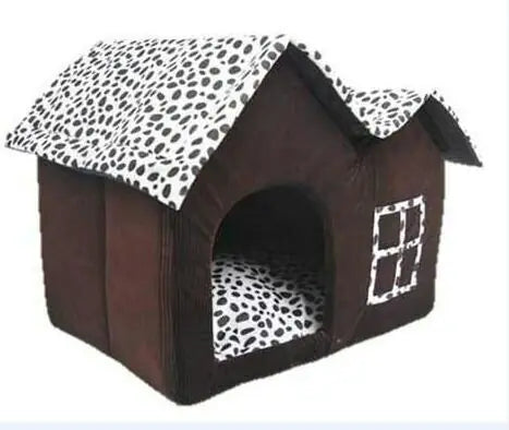 Spotty Double-Top Dog House with Removable Cushion
