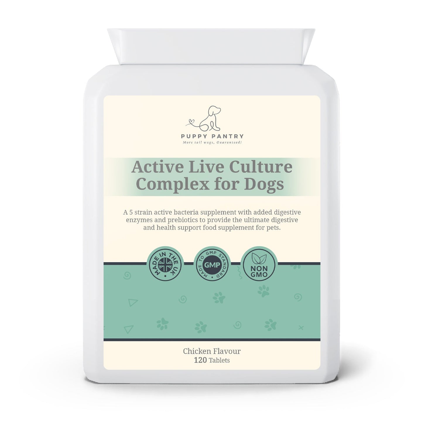 Gut Health Supplement for Dogs - Probiotics, Prebiotics, Enzymes - Chicken Flavor - 120 Tablets - Dog Digestive Support
