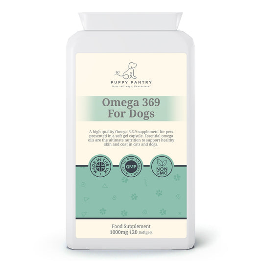 Omega 3,6,9 for Dogs: Soft Gel Capsules for a Healthy Brain, Skin & Coat (120 Tablets)