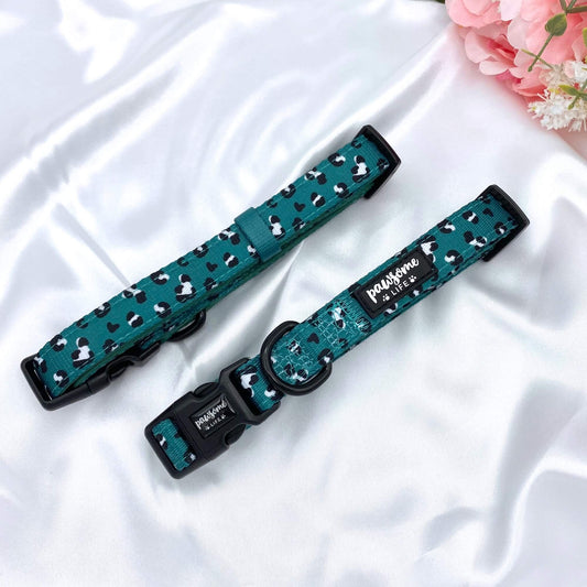 Green Leopard Dog Collar