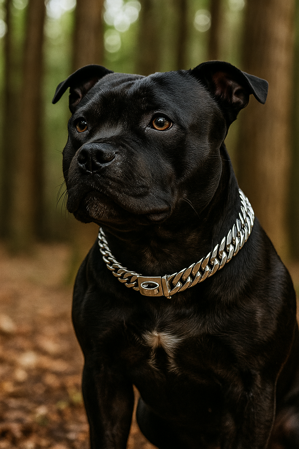 Gold Stainless Steel Dog Collar and Leash Set 17mm