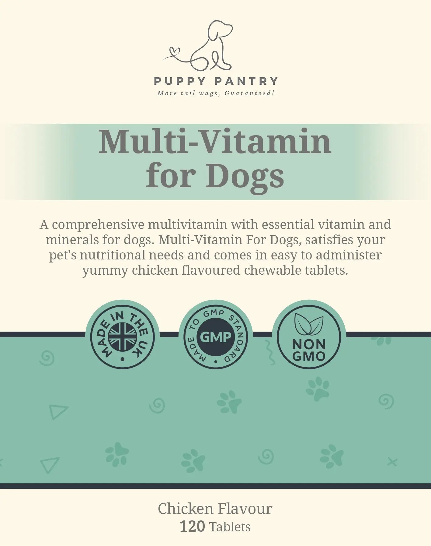 Dog Multivitamin - Immune Support, Skin & Coat Health, Digestion, & Energy - Chicken Flavor - 120 Chewable Tablets