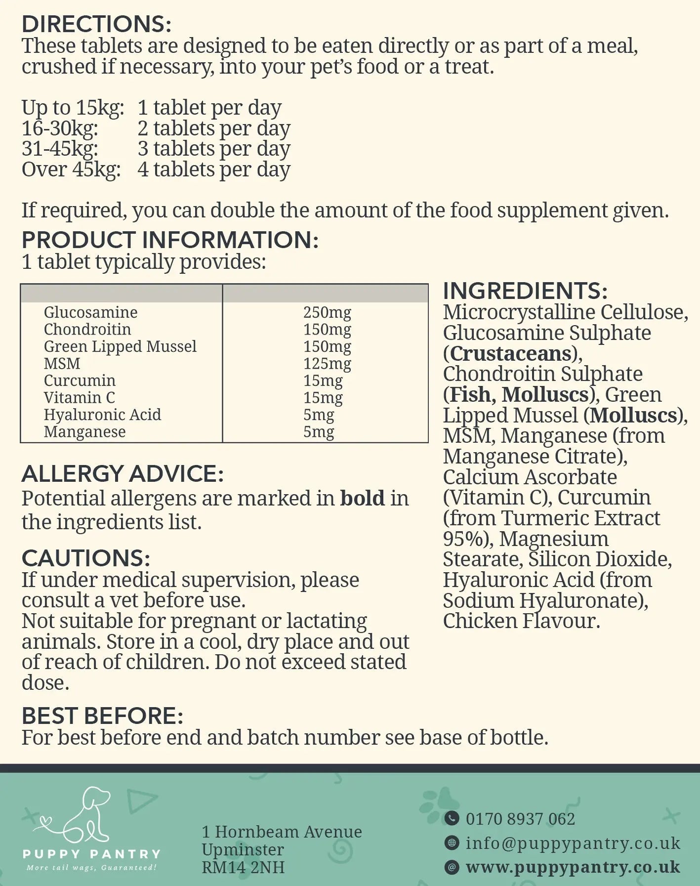 Joint Support Tablets for Dogs of All Ages - Glucosamine, Chondroitin, MSM for Mobility & Comfort - 120 Chicken Flavor Tablets