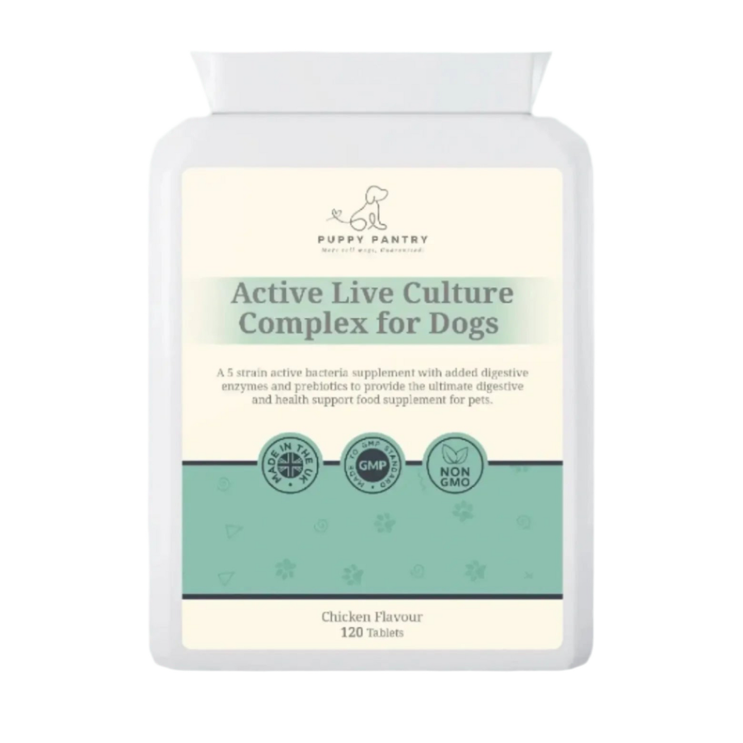 Gut Health Supplement for Dogs - Probiotics, Prebiotics, Enzymes - Chicken Flavor - 120 Tablets - Dog Digestive Support