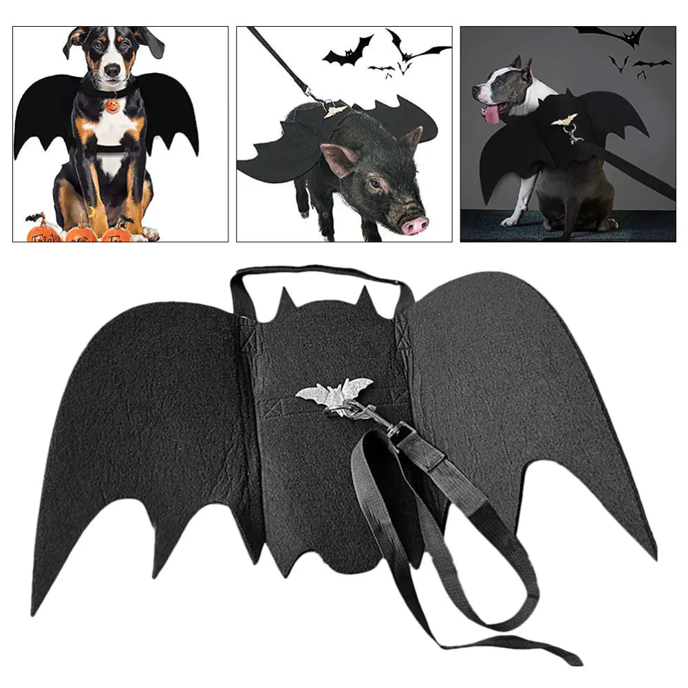 Halloween Pet Leash with Felt Bat Costume Design
