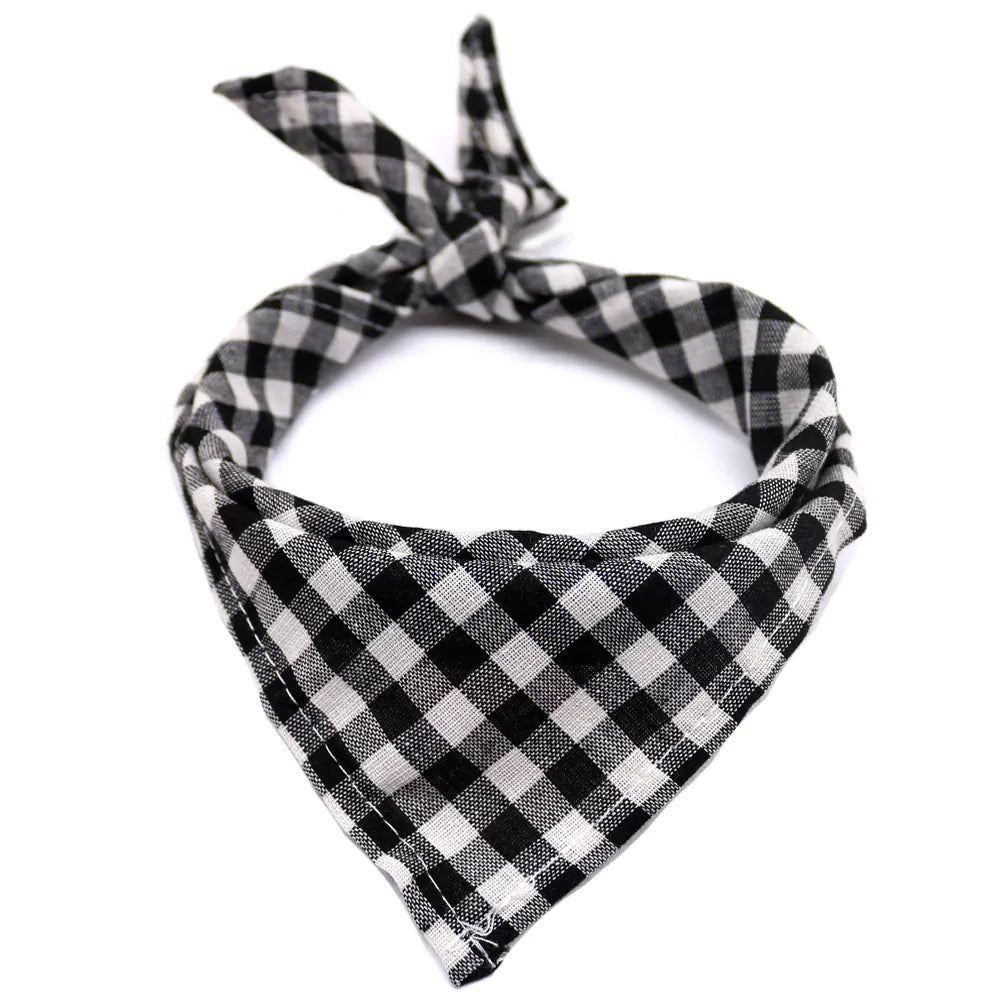 Plaid Cotton Triangle Scarf for Dogs and Cats