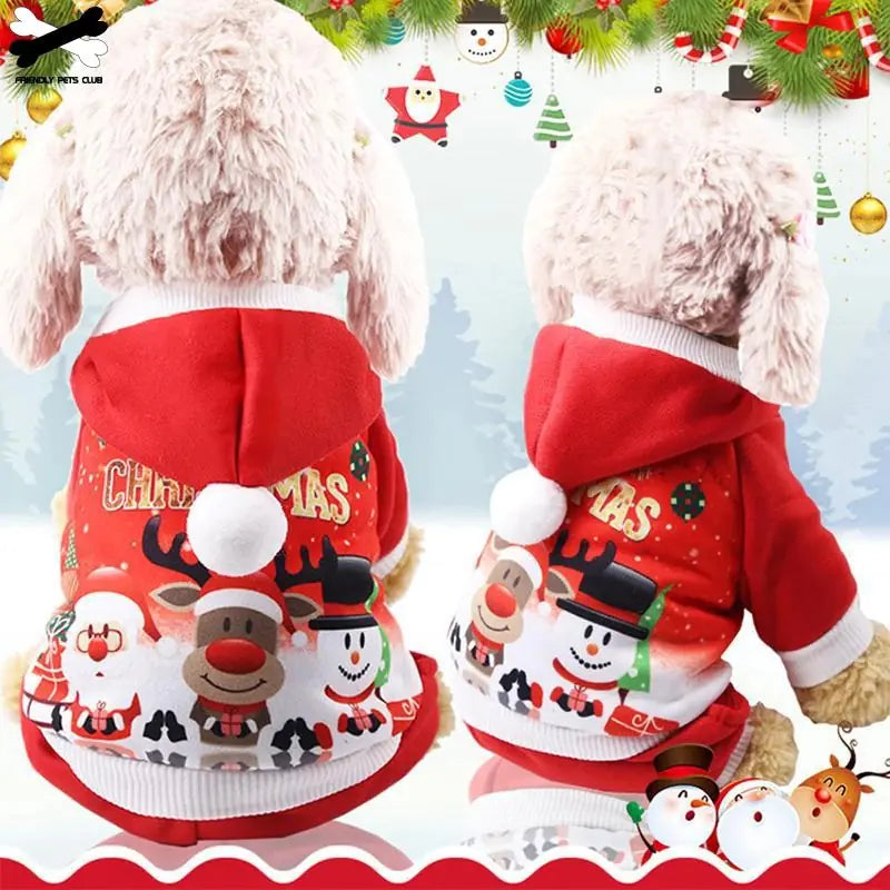Santa Claus Snowman Reindeer Hoodie for Pets