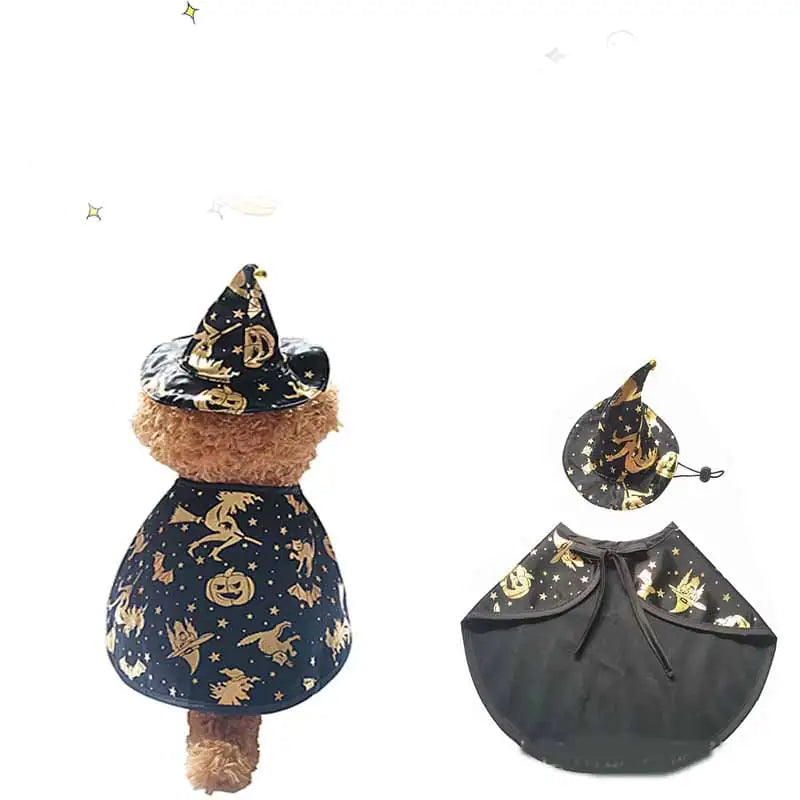 Pet Halloween Wizard Cloak Costume Set
