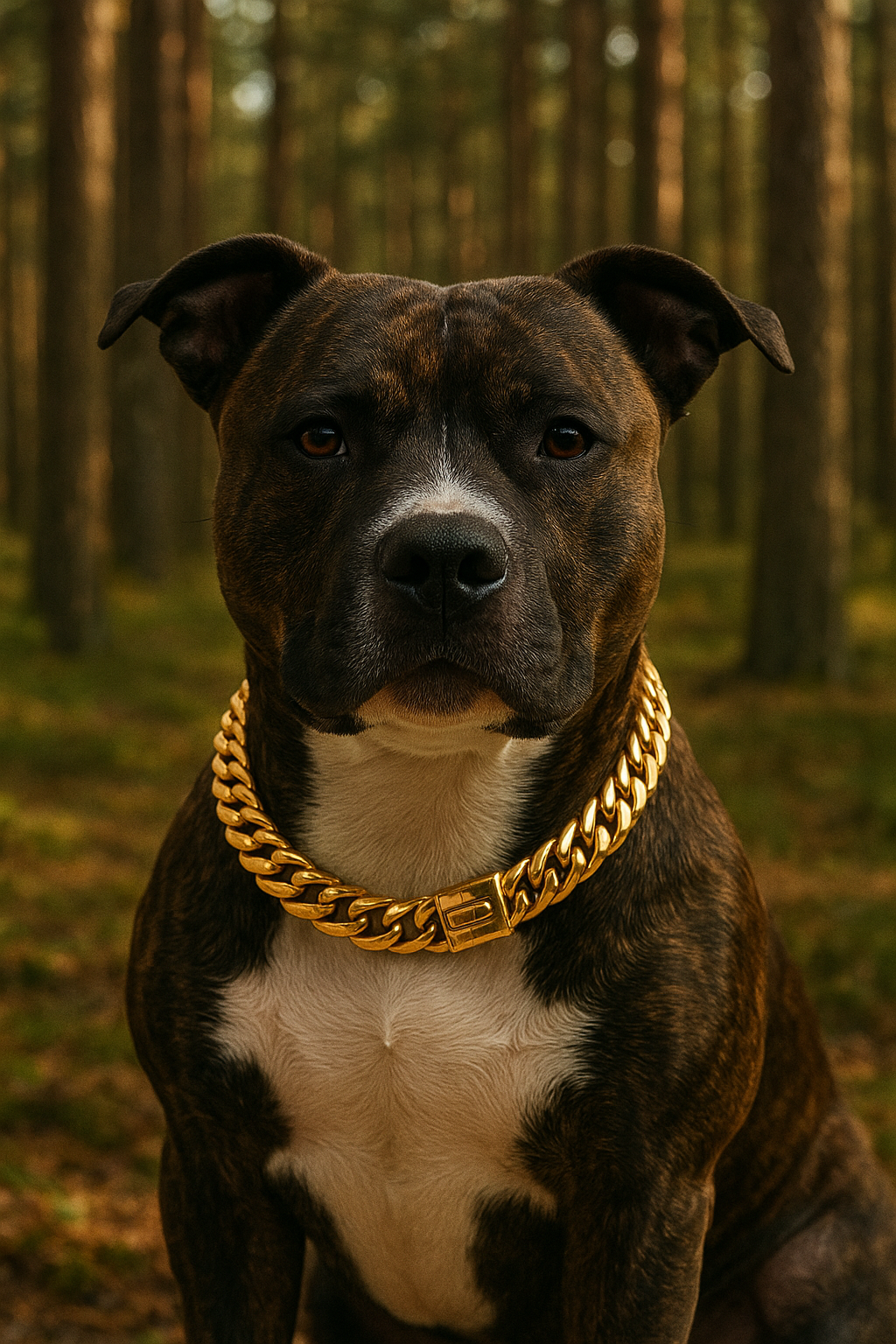 Gold Stainless Steel Dog Collar and Leash Set 17mm