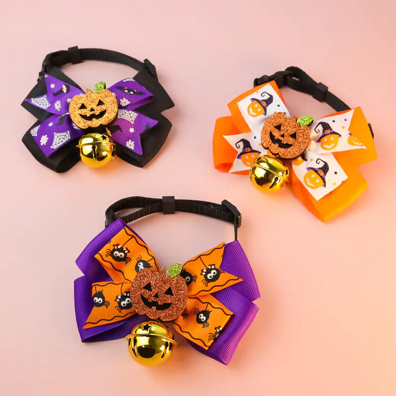 Pumpkin Bow Tie with Big Bell for Cats and Dogs