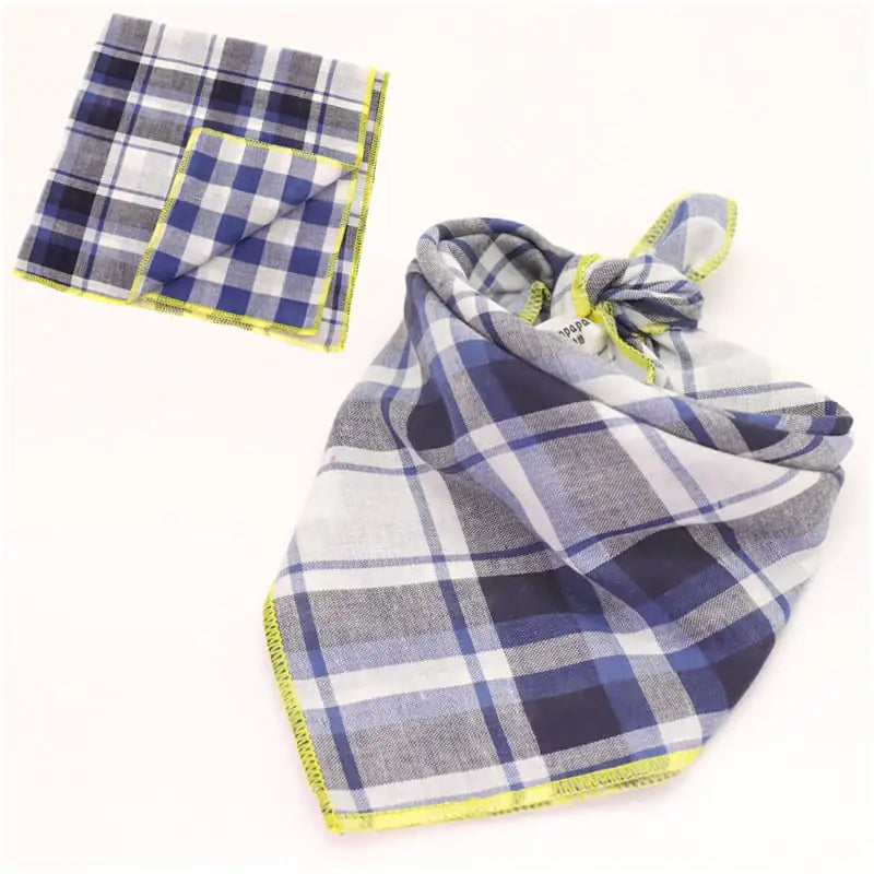 Double-Sided Cotton Plaid Pet Scarf