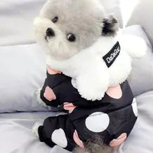 Winter Dog Hoodie Coat with Big Polka Dots