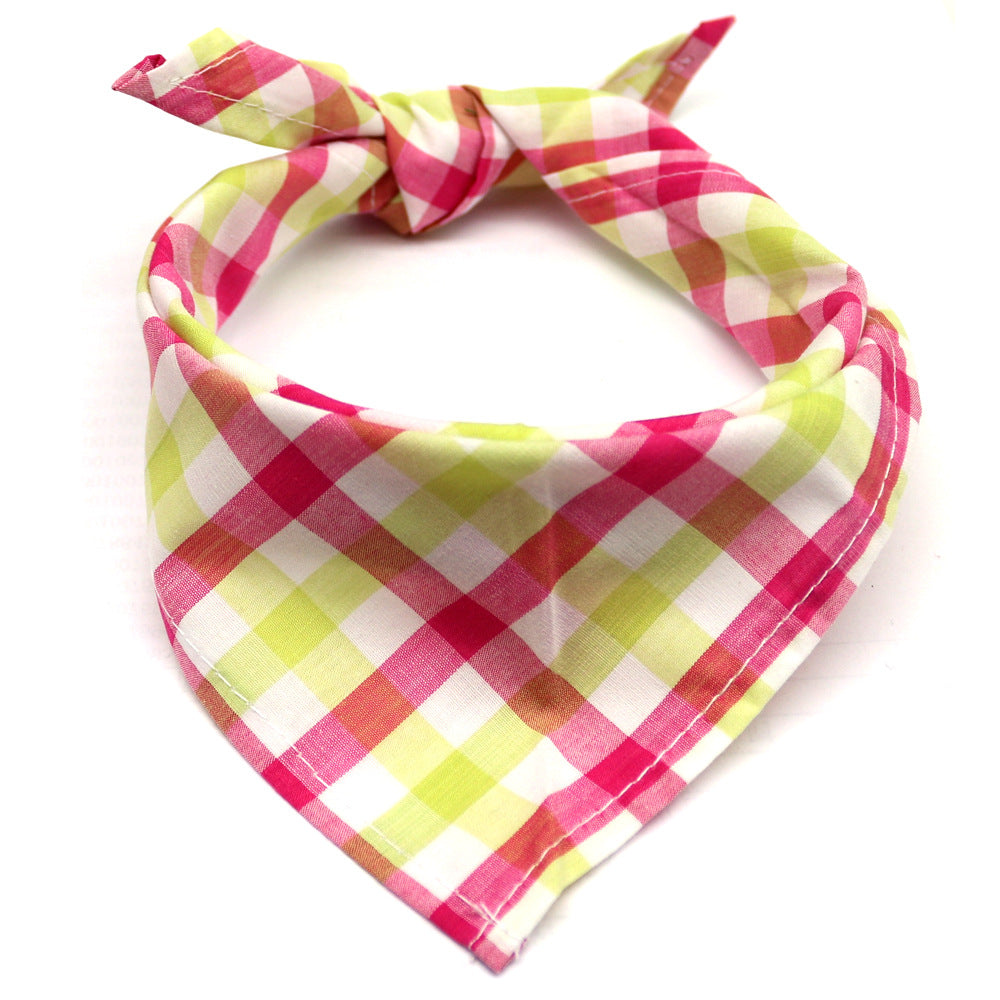 Plaid Cotton Triangle Scarf for Dogs and Cats