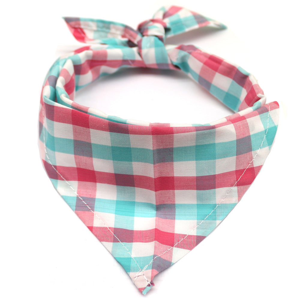 Plaid Cotton Triangle Scarf for Dogs and Cats