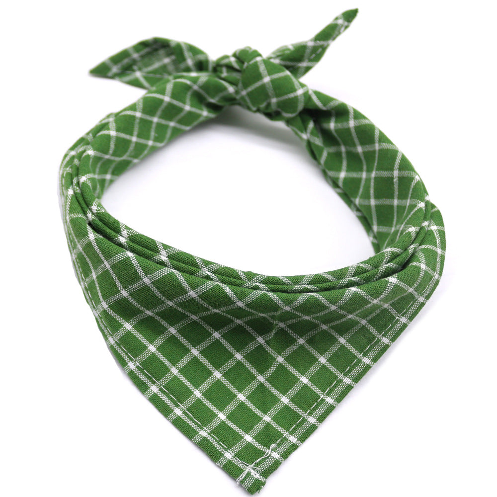 Plaid Cotton Triangle Scarf for Dogs and Cats