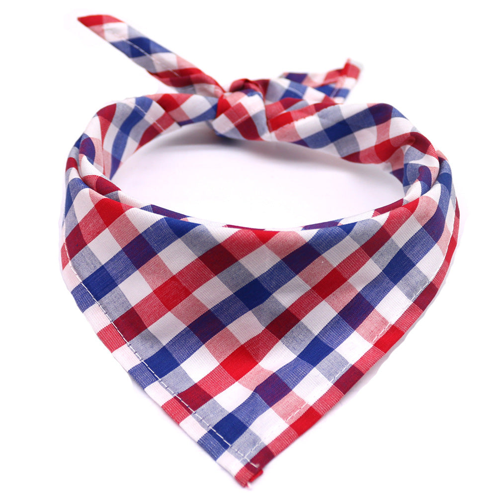 Plaid Cotton Triangle Scarf for Dogs and Cats