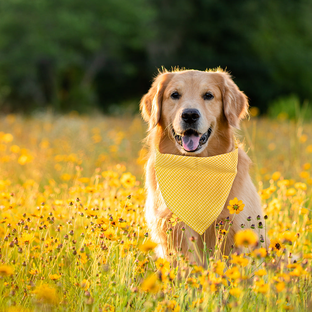 Plaid Cotton Triangle Scarf for Dogs and Cats
