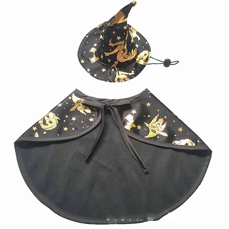 Pet Halloween Wizard Cloak Costume Set