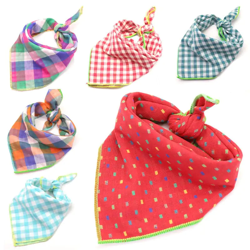 Double-Sided Cotton Plaid Pet Scarf