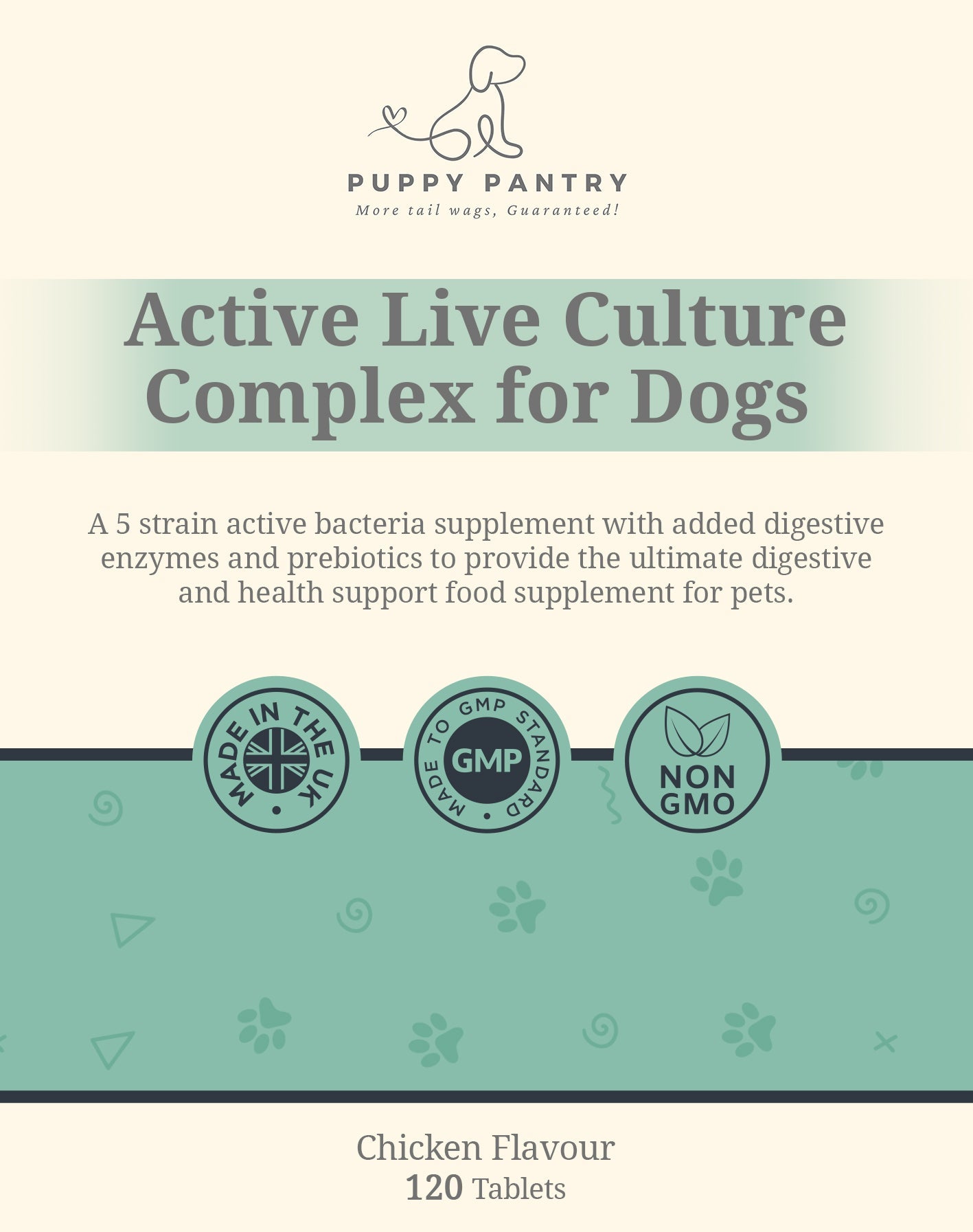 Gut Health Supplement for Dogs - Probiotics, Prebiotics, Enzymes - Chicken Flavor - 120 Tablets - Dog Digestive Support