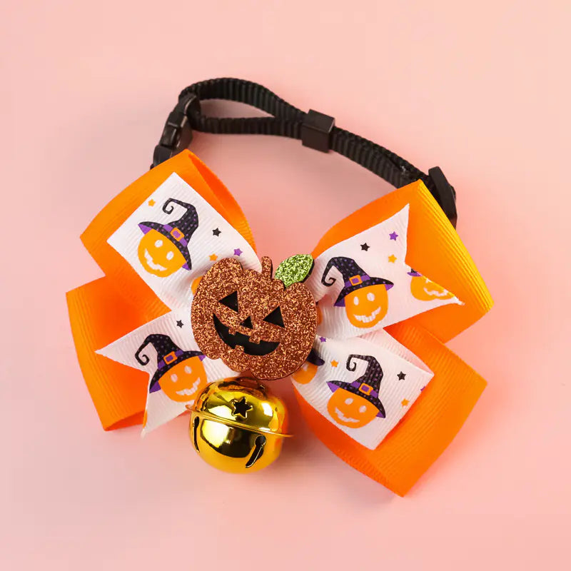 Pumpkin Bow Tie with Big Bell for Cats and Dogs