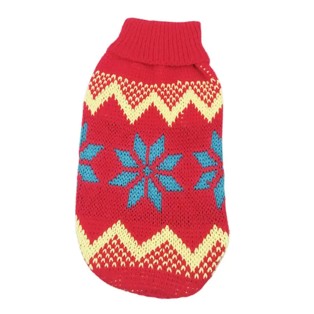 Christmas Maple Snowflake Turtleneck Pet Sweater