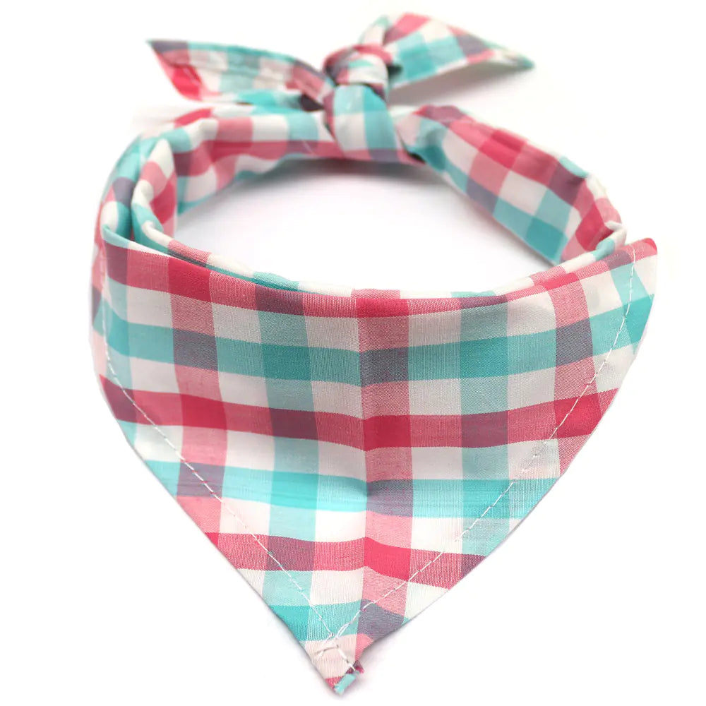 Plaid Cotton Triangle Scarf for Dogs and Cats