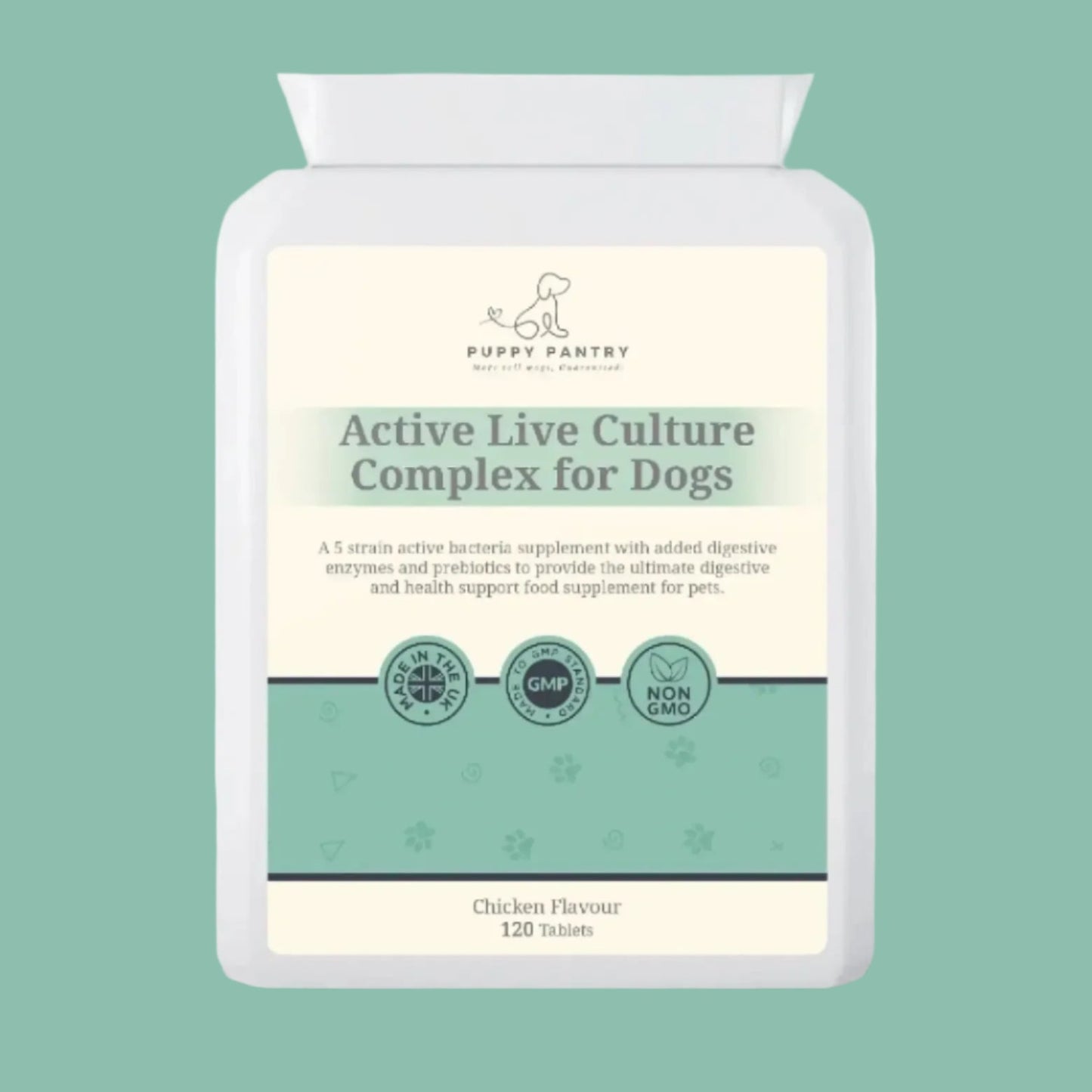 Gut Health Supplement for Dogs - Probiotics, Prebiotics, Enzymes - Chicken Flavor - 120 Tablets - Dog Digestive Support