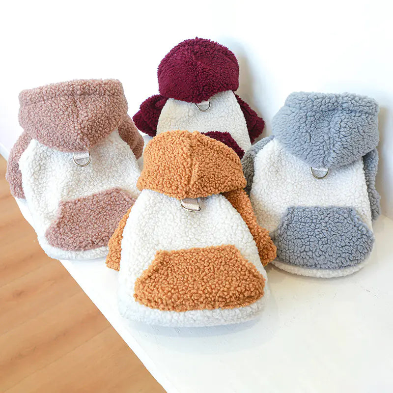Warm Fleece Pet Hoodie for Fall and Winter