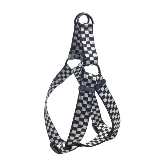 Pet Dog Harness with Checkered Design and Leash