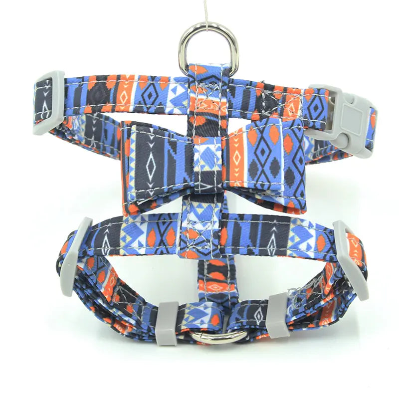 Pet Harness Set with Floral Leash and Escape Proof Design