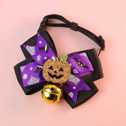 Pumpkin Bow Tie with Big Bell for Cats and Dogs