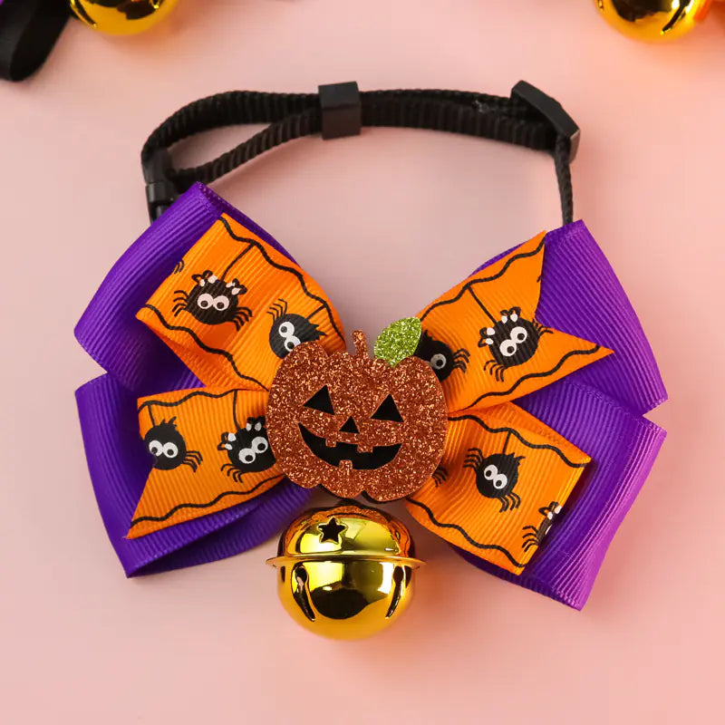 Pumpkin Bow Tie with Big Bell for Cats and Dogs