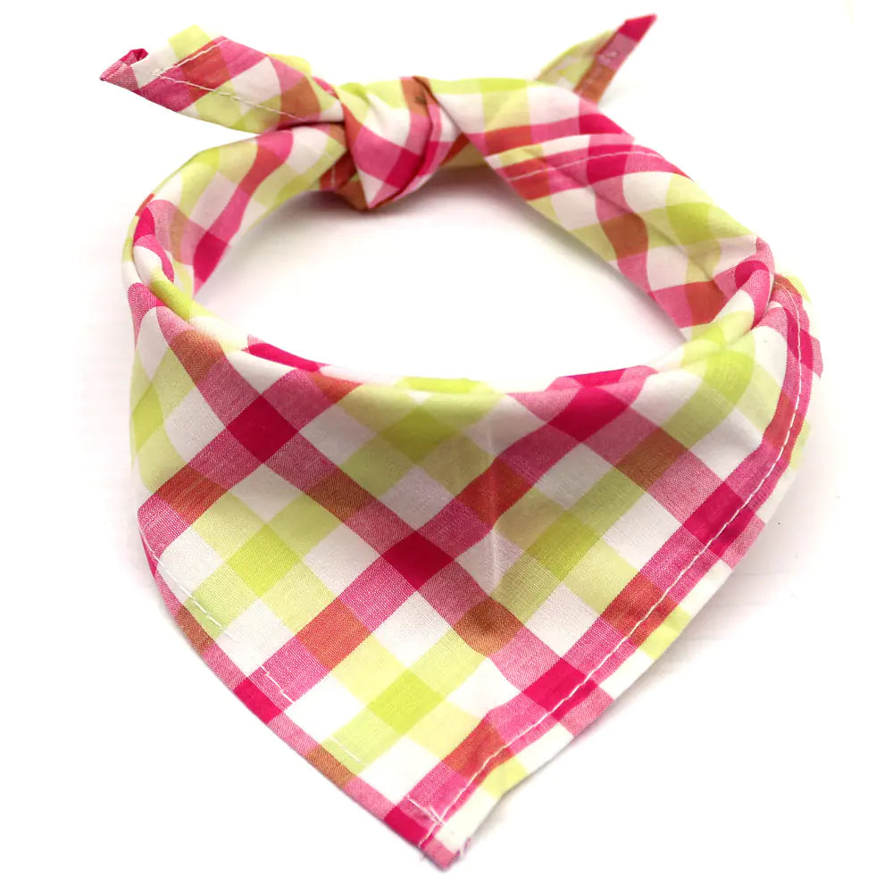 Plaid Cotton Triangle Scarf for Dogs and Cats