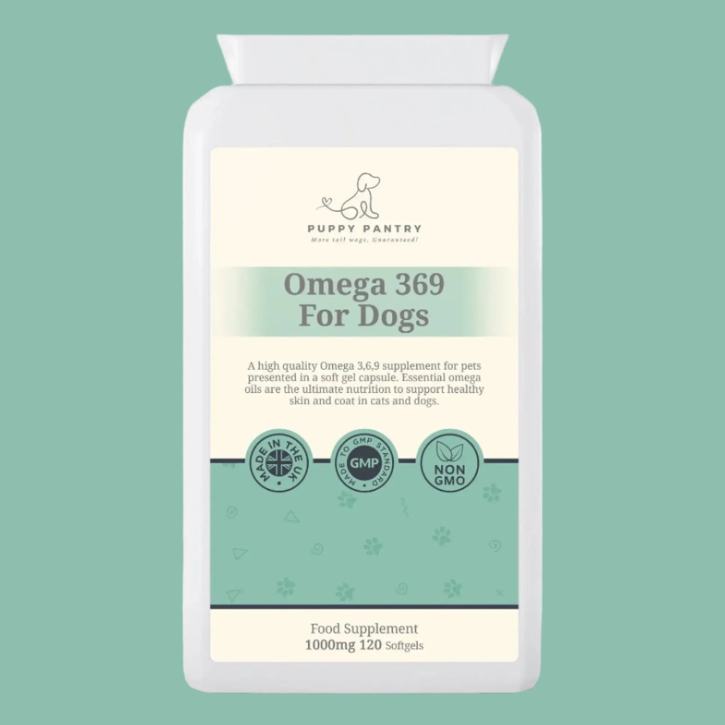 Omega 3,6,9 for Dogs: Soft Gel Capsules for a Healthy Brain, Skin & Coat (120 Tablets)