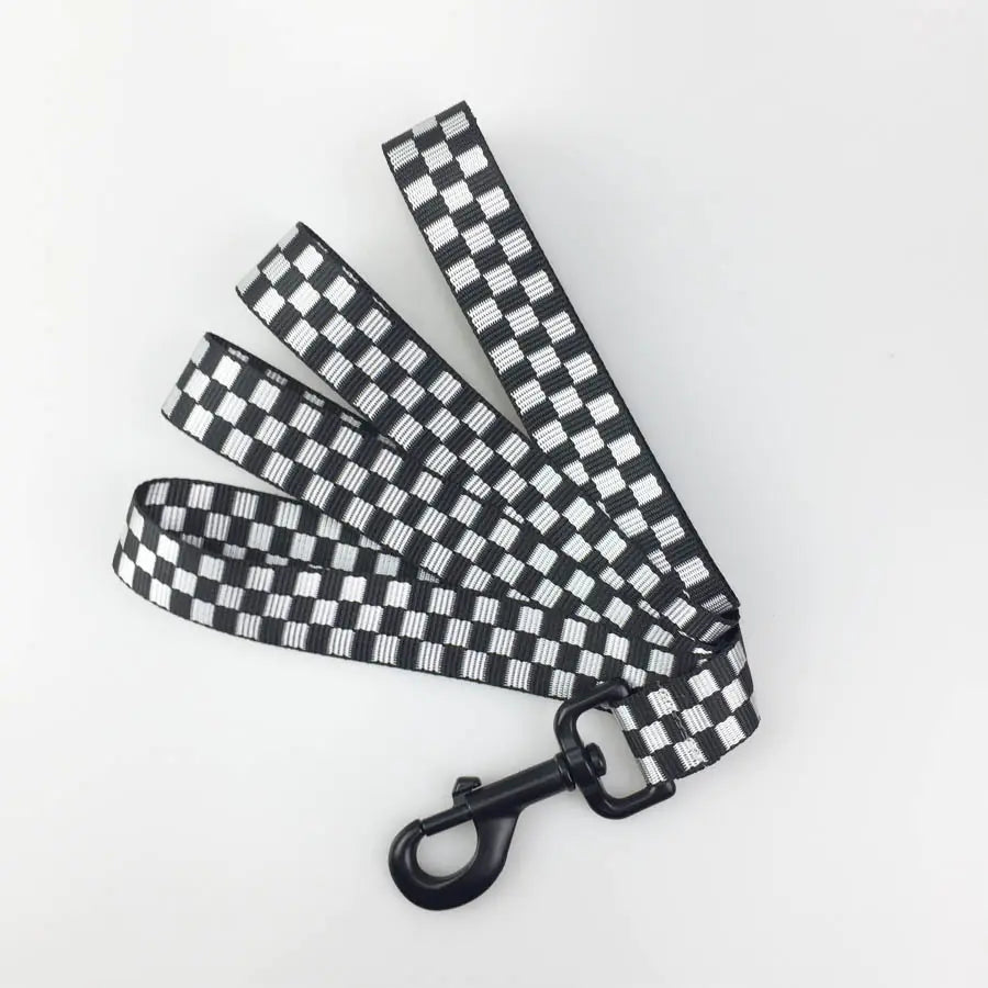 Pet Dog Harness with Checkered Design and Leash