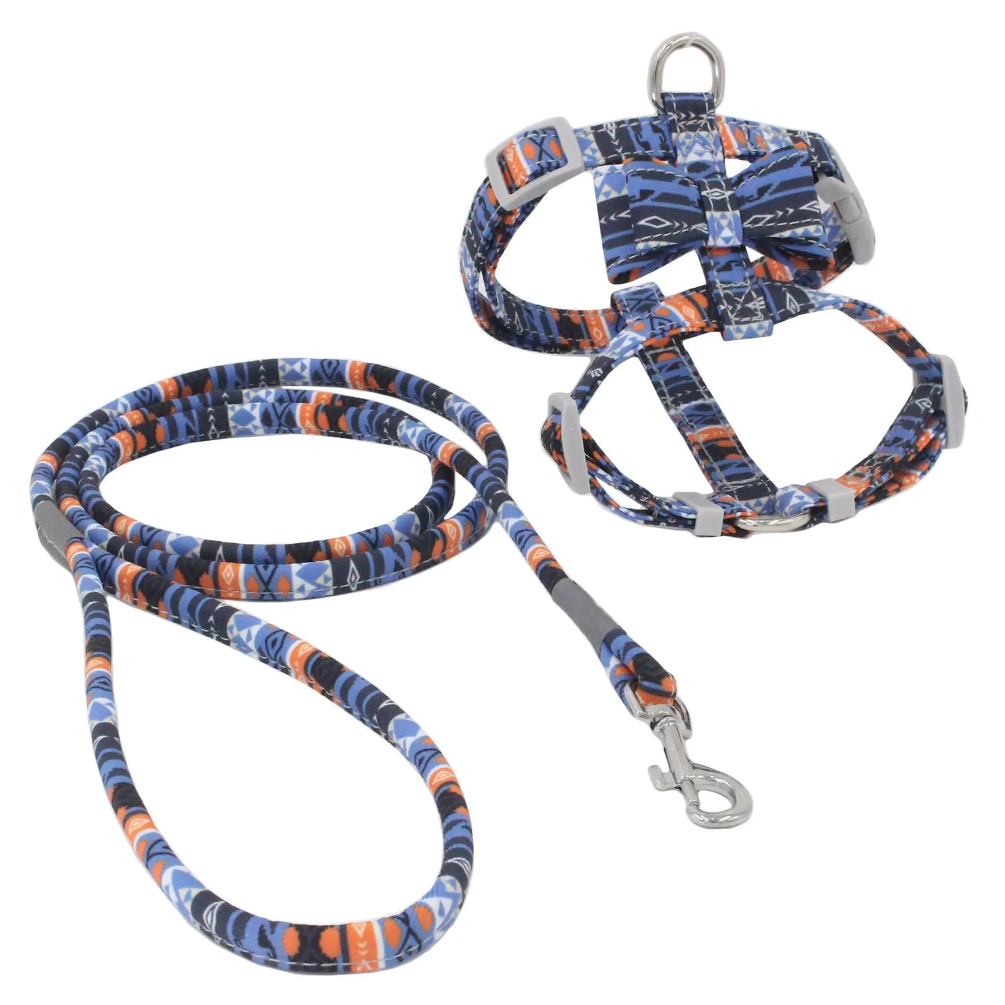 Pet Harness Set with Floral Leash and Escape Proof Design