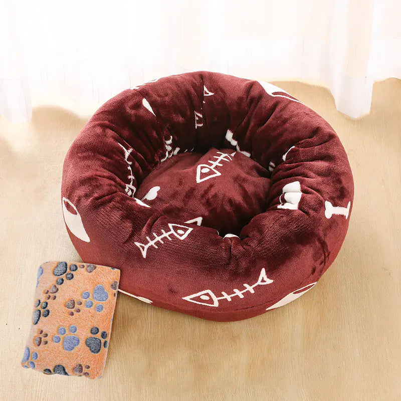 Thick Plush Round Pet Nest Mat for Autumn & Winter